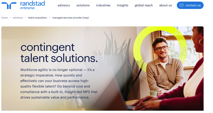 Randstad Enterprise’s MSP solutions manage contingent workforce programs for large enterprises across 39 countries